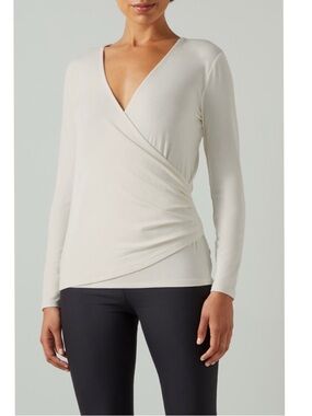 LK Bennett Cream Ivory Eames Surplice Jersey Long Sleeve Top Size XS